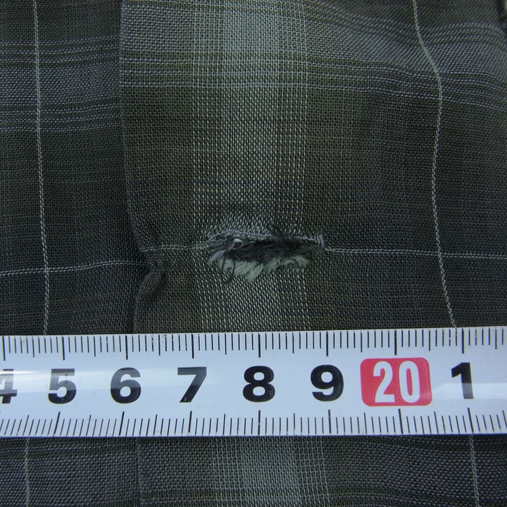 60s 70s オープンカラー 長袖 チェック シャツ グレー系 L【中古】