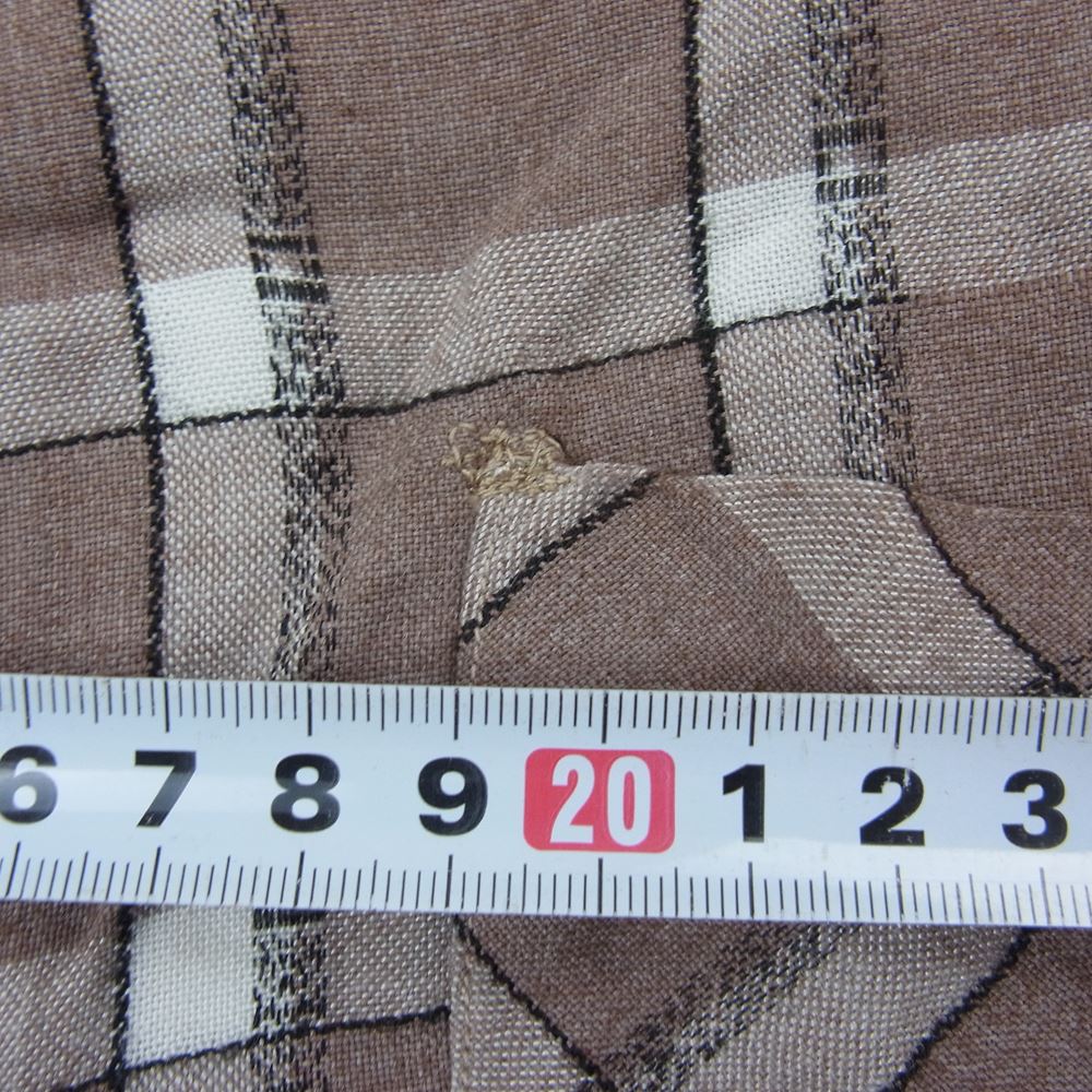 キャンパス 50s 60s 盾タグ オープンカラー チェック シャツ 開襟 ブラウン系 L【中古】