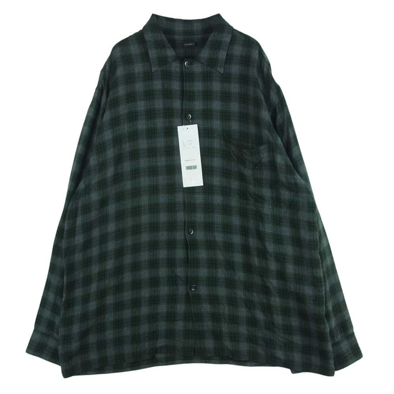 20SS COMOLI レーヨン　オープンカラーシャツ　サイズ2 グリーン