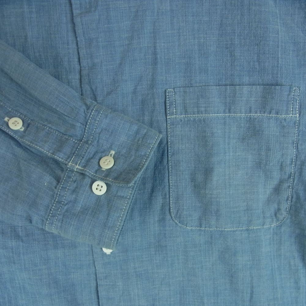 VISVIM ビズビム 21SS 0121205011004 INGALL II L/S C/SI CHAMBRAY ノーカラー シャンブレー 長袖 シャツ インディゴブルー系 3【中古】