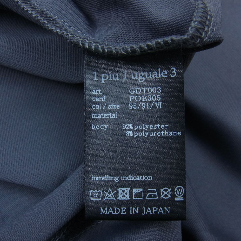 1piu1uguale3 ウノピュウノウグァーレトレ GOLF ゴルフ GDT003 POE305 ADP S/S MOCK NECK デル・ピエロ モックネック ネックロゴ 折り鶴 半袖 Tシャツ グレー系 6【中古】