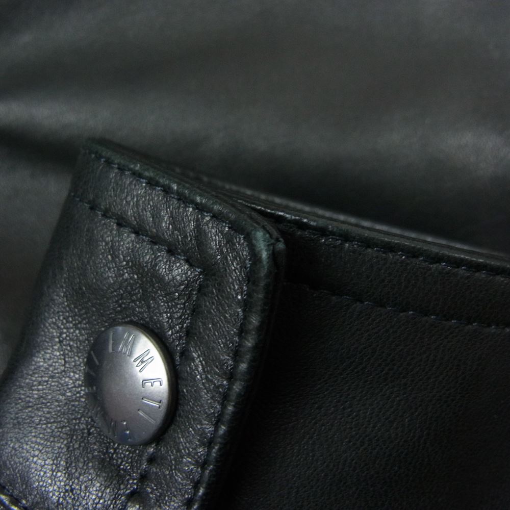 エンメティ JURI 190 NAPPA CERA NERO ナッパ シングル ライダース ジャケット ラムレザー ブラック系 44【美品】【中古】