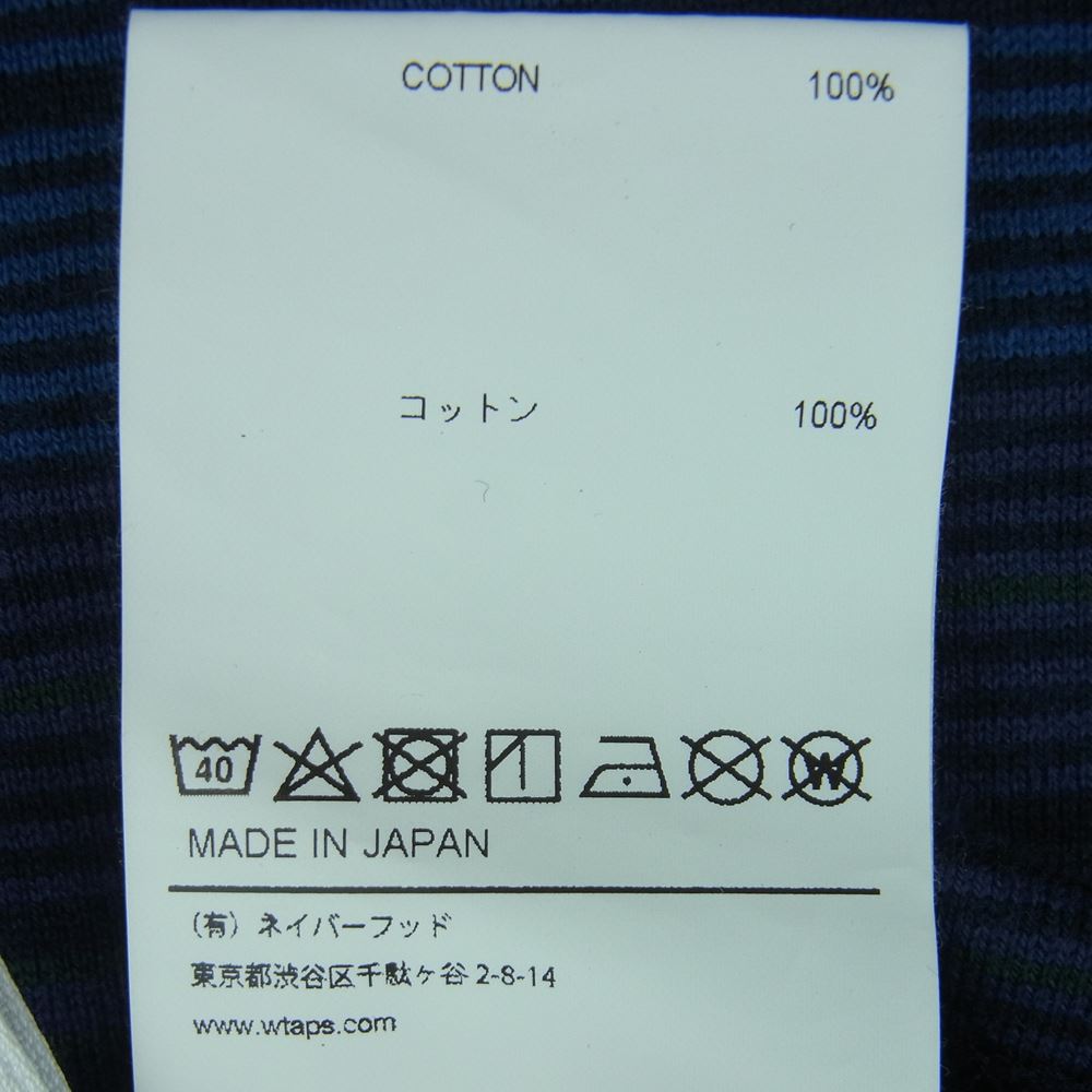 WTAPS ダブルタップス 22SS 221ATDT-CSM31 JAM COTTON コットン ボーダー 半袖 Tシャツ 日本製 ブルー系 ネイビー系 02【中古】