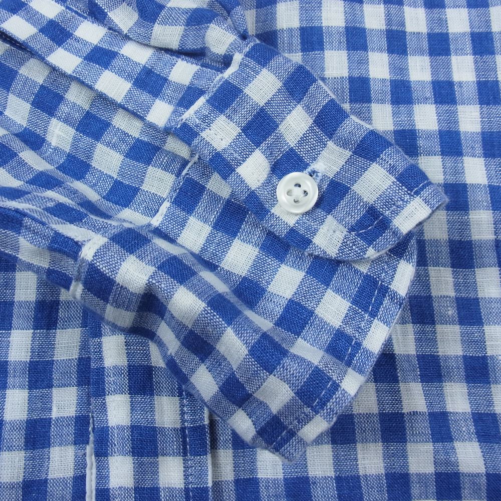 フランクアンドアイリーン 長袖 リネン チェック シャツ ブルー系 XXS【中古】