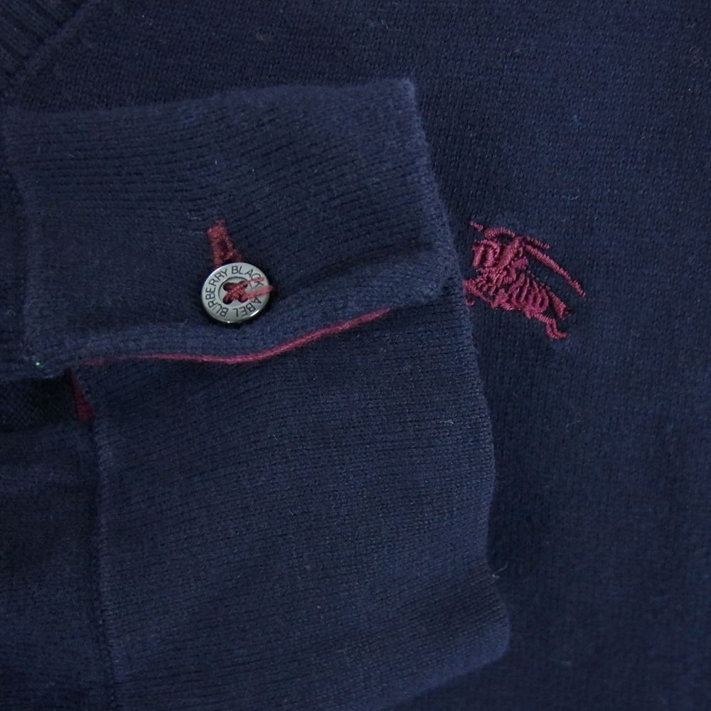 BURBERRY BLACK LABEL バーバリーブラックレーベル BMT26-525-28 刺繍 Vネック セーター ニット ネイビー系 2【中古】