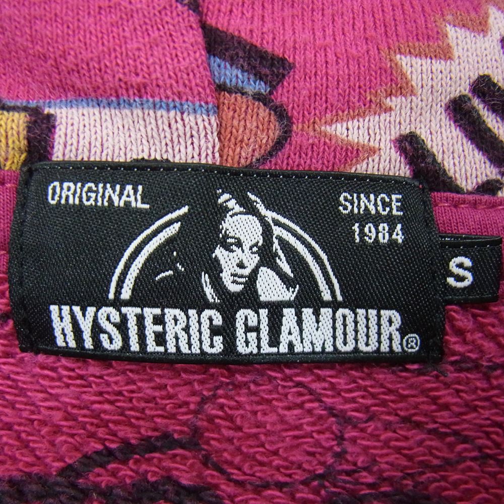 HYSTERIC GLAMOUR ヒステリックグラマー 0253CF06 CW CHILLY PUNKS総柄 PK ジップパーカー ピンク系 S【中古】