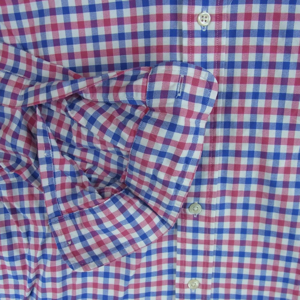 RALPH LAUREN ラルフローレン ボタンダウン ギンガム チェック 長袖 シャツ フィリピン製 ブルー系 ピンク系 S【中古】