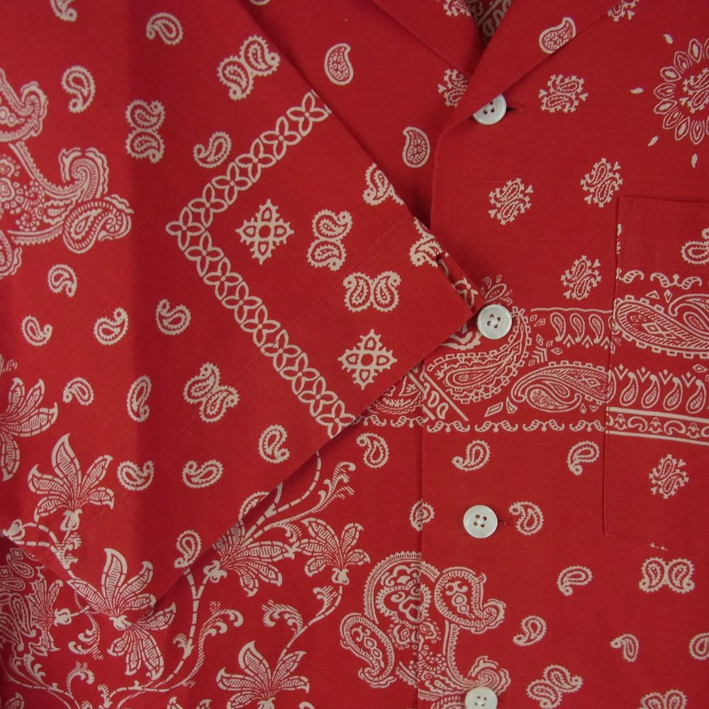 POLO RALPH LAUREN ポロ・ラルフローレン ペイズリー バンダナ リネン 半袖 シャツ 中国製 レッド系 S【中古】