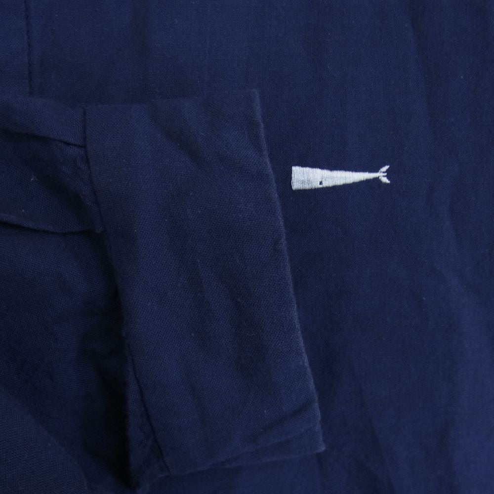 DESCENDANT ディセンダント saloon pullover shirt 刺繍 長袖 コットン プルオーバー シャツ ネイビー系 2【中古】
