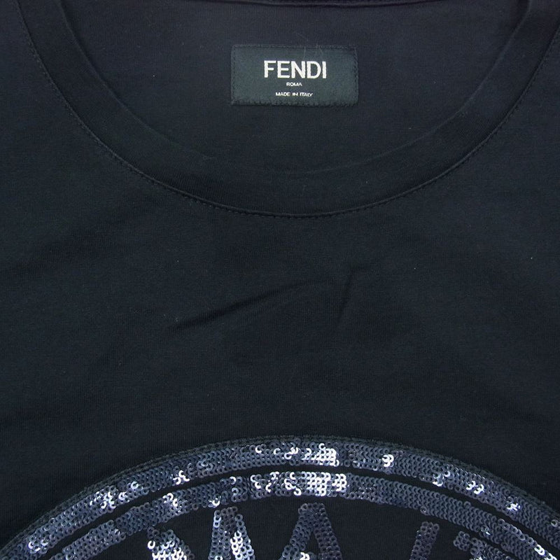 FENDI フェンディ FY0895 A4PX Sequins Logo Tee スィークウィンド スパンコール ロゴ 半袖 Tシャツ ブラック系  M【中古】