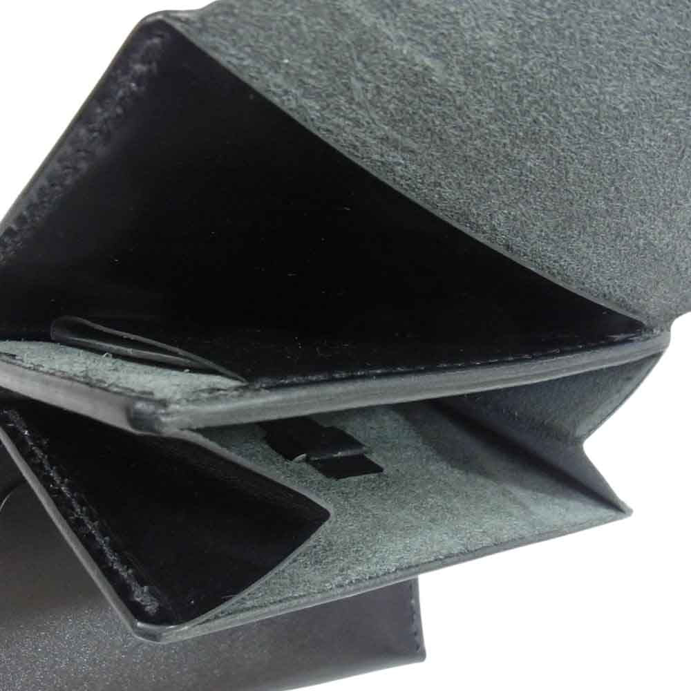 黒羽 クロウ レザー ミドル ウォレット 二つ折り 財布 ブラック系【中古】