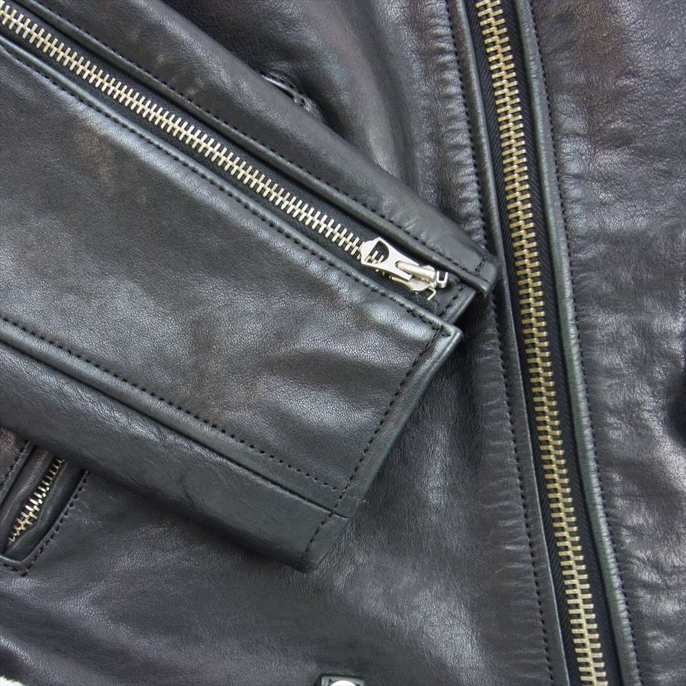 サンセットベイ KINGS キングス ナチュラル シュリンク カウハイド レザー ダブル ライダース ジャケット ブラック系 4【中古】