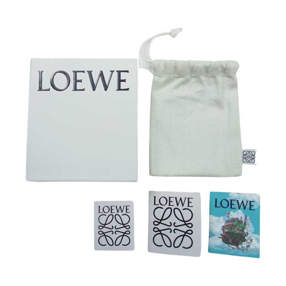 LOEWE ロエベ × ジブリ ハウルの動く城 カルシファー レザー パスケース オレンジ系【美品】【中古】