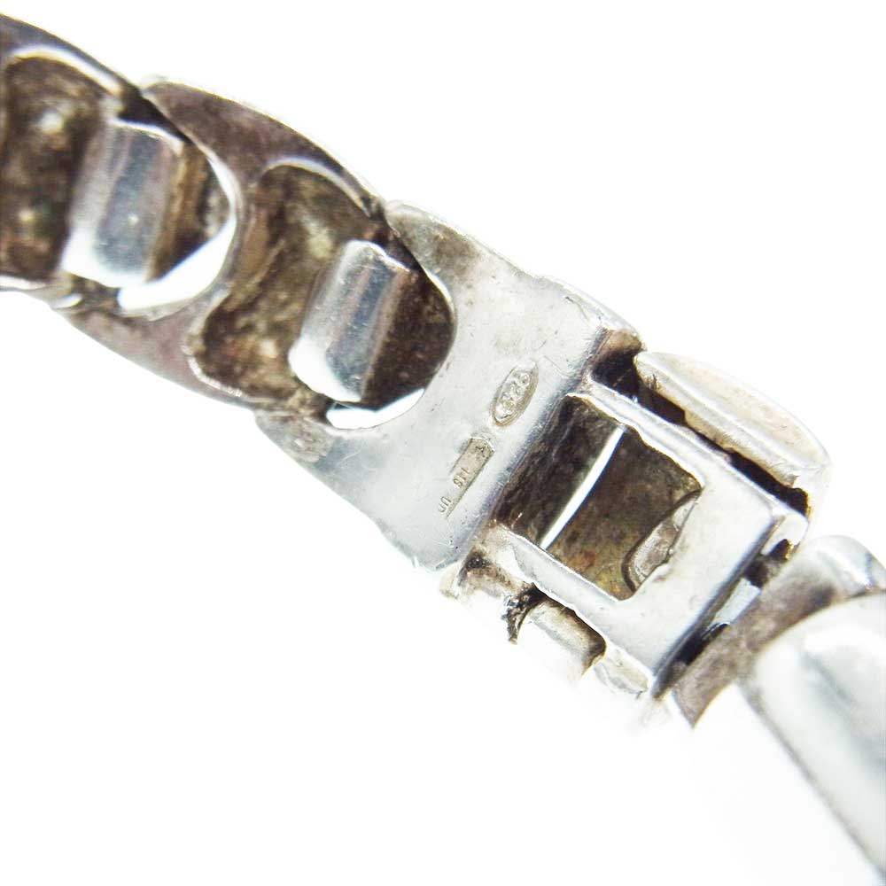 VERSACE ヴェルサーチ シルバー レザー ブレスレット 925 SILVER シルバー系 ブラック系【中古】