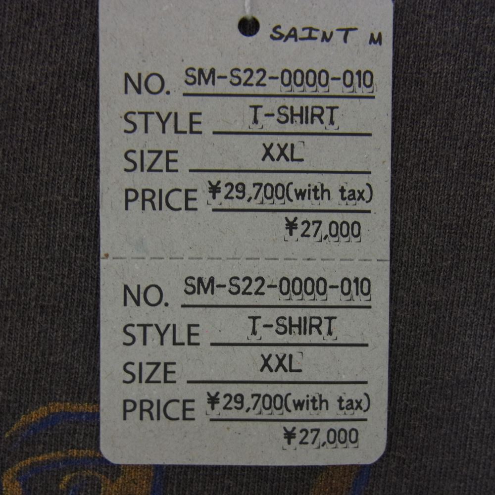 SAINT MICHAEL セントマイケル 22SS SM-S22-0000-010 SS TEE NBA 色褪せ 加工 プリント 半袖 Tシャツ グレー系 XXL【新古品】【未使用】【中古】