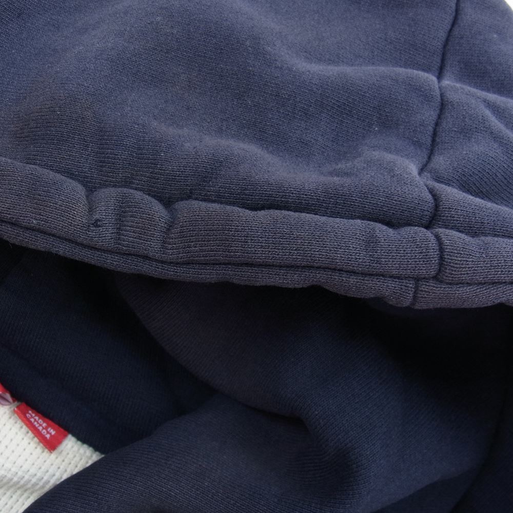 Supreme シュプリーム 90s 初期 カナダ製 Arc Logo Zip Up Hoodie アーチロゴ サーマル スウェット ジップ アップ パーカー ネイビー系 L【中古】