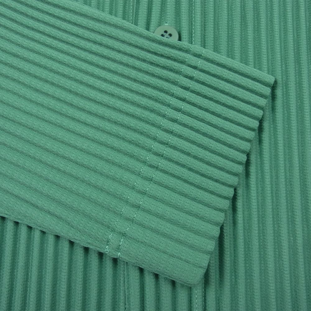 HOMME PLISSE ISSEY MIYAKE オム プリッセ イッセイミヤケ プリーツ加工 長袖 シャツ グリーン系【美品】【中古】