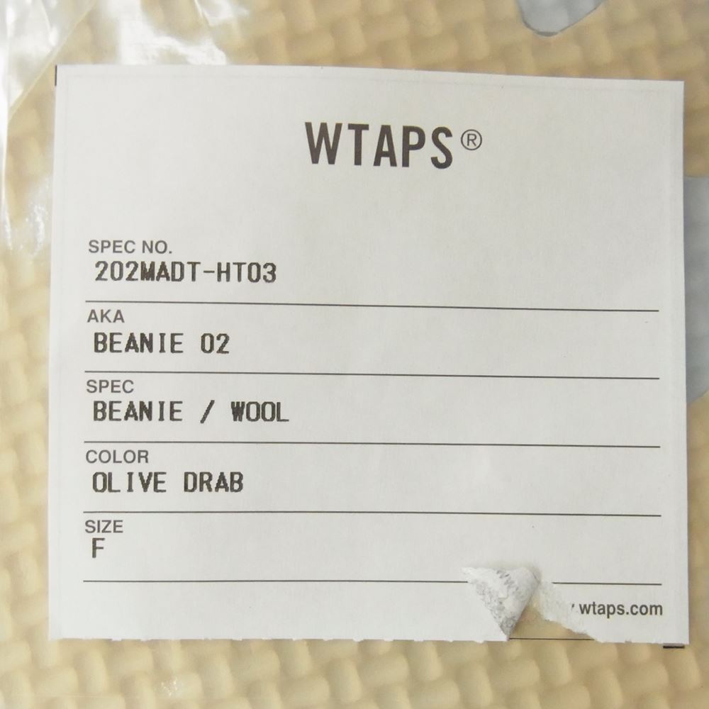WTAPS ダブルタップス 20AW 202MADT-HT03 BEANIE 02 WOOL ウール ボーダー ロゴ タグ ニット帽 ビーニー カーキ系 ネイビー系 00【中古】