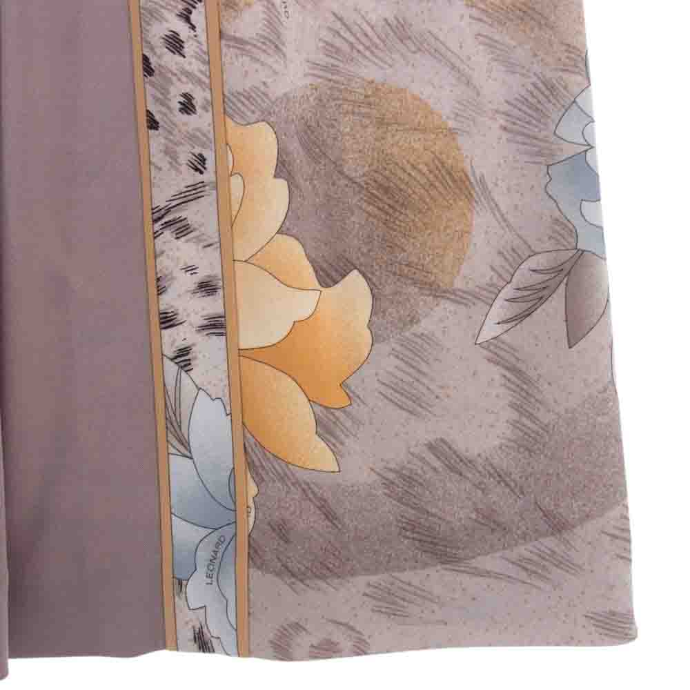 LEONARD レオナール 0160214H 花柄 長袖 ワンピース ブラウン系 40【極上美品】【中古】