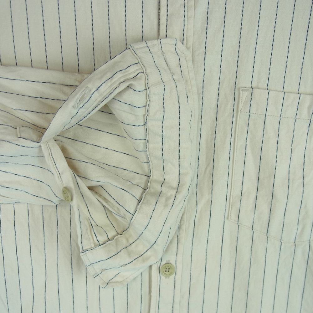 ORGUEIL オルゲイユ OR-5051A Stripe Work Shirt ストライプ ワーク 長袖 シャツ コットン 日本製 オフホワイト系 ライトベージュ系 40【中古】