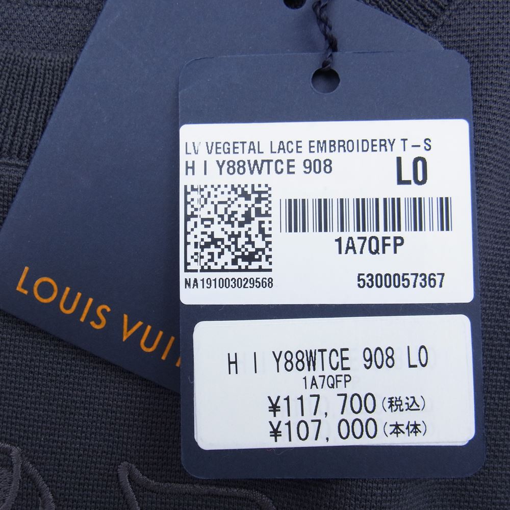 LOUIS VUITTON ルイ・ヴィトン 1A7QFP VEGETAL LACE EMBROIDERY T-SHIRT ヴェジェトゥル レース エンブロイダリー レース 刺繍 Tシャツ ダークグレー系【中古】