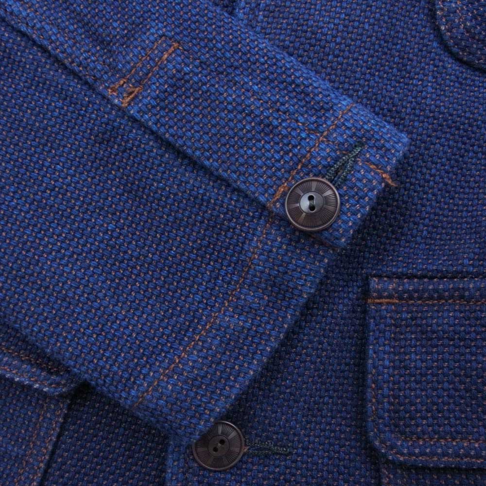 STUDIO D’ARTISAN ステュディオダルチザン D4522 D1830 KAKISHIBU SASHIKO 柿渋染め 刺し子 デニム ジャケット パンツ セットアップ インディゴブルー系 38【美品】【中古】