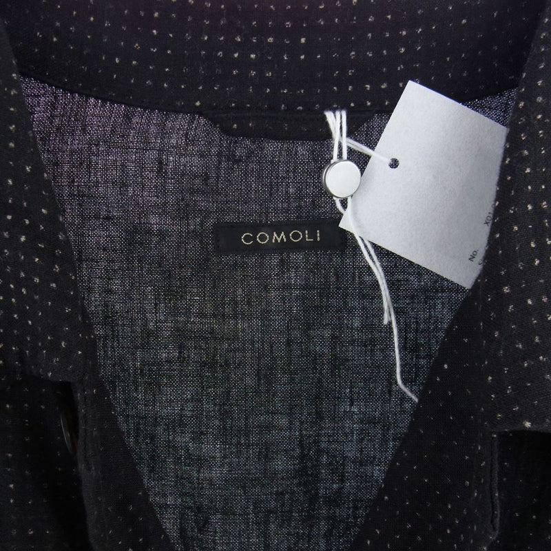 COMOLI コモリ 23SS X01-01027 リネンドット シャツジャケット ブラック系 2【美品】【中古】