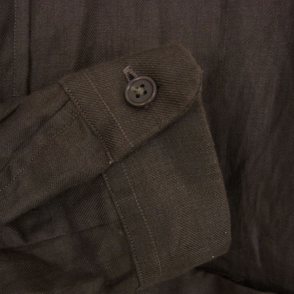 YAECA ヤエカ 49105 スタンドカラー プルオーバー リネン 長袖 シャツ ブラウン系 S【美品】【中古】