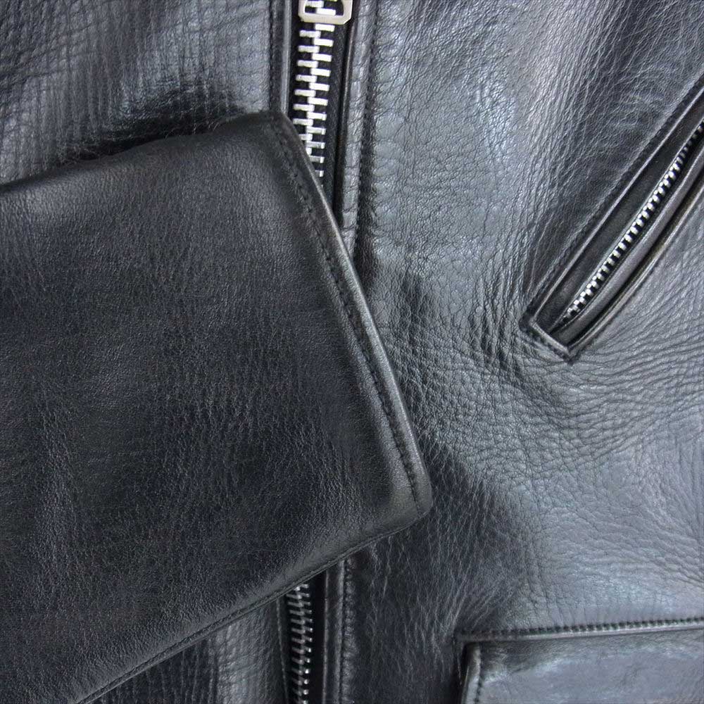 FINE CREEK LEATHERS ファインクリークレザー LEON CUSTOM 茶芯 レオン カスタム ホースハイド ライダース ジャケット ブラック系 38【中古】