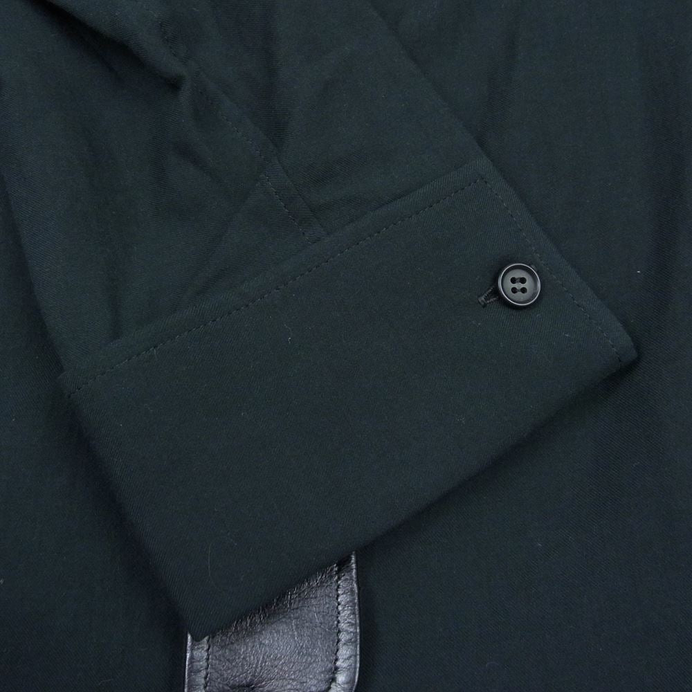 Yohji Yamamoto POUR HOMME ヨウジヤマモトプールオム 22AW HE-B63-834 Look7 シープレザー ブザム切り替えブラウス シルク混 長袖 シャツ ブラック系 3【美品】【中古】