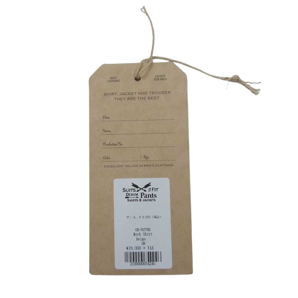 ORGUEIL オルゲイユ OR-0578B Work Shirt チェック ワーク 長袖 コットン シャツ ベージュ系 38【中古】