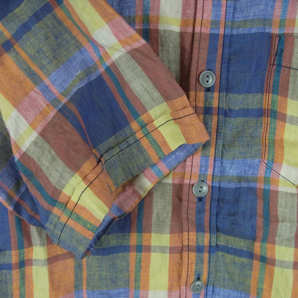 CUSHMAN クッシュマン 25428 CHECK SHIRT 半袖 シャツ L - 100 オレンジ系 ブルー系【中古】