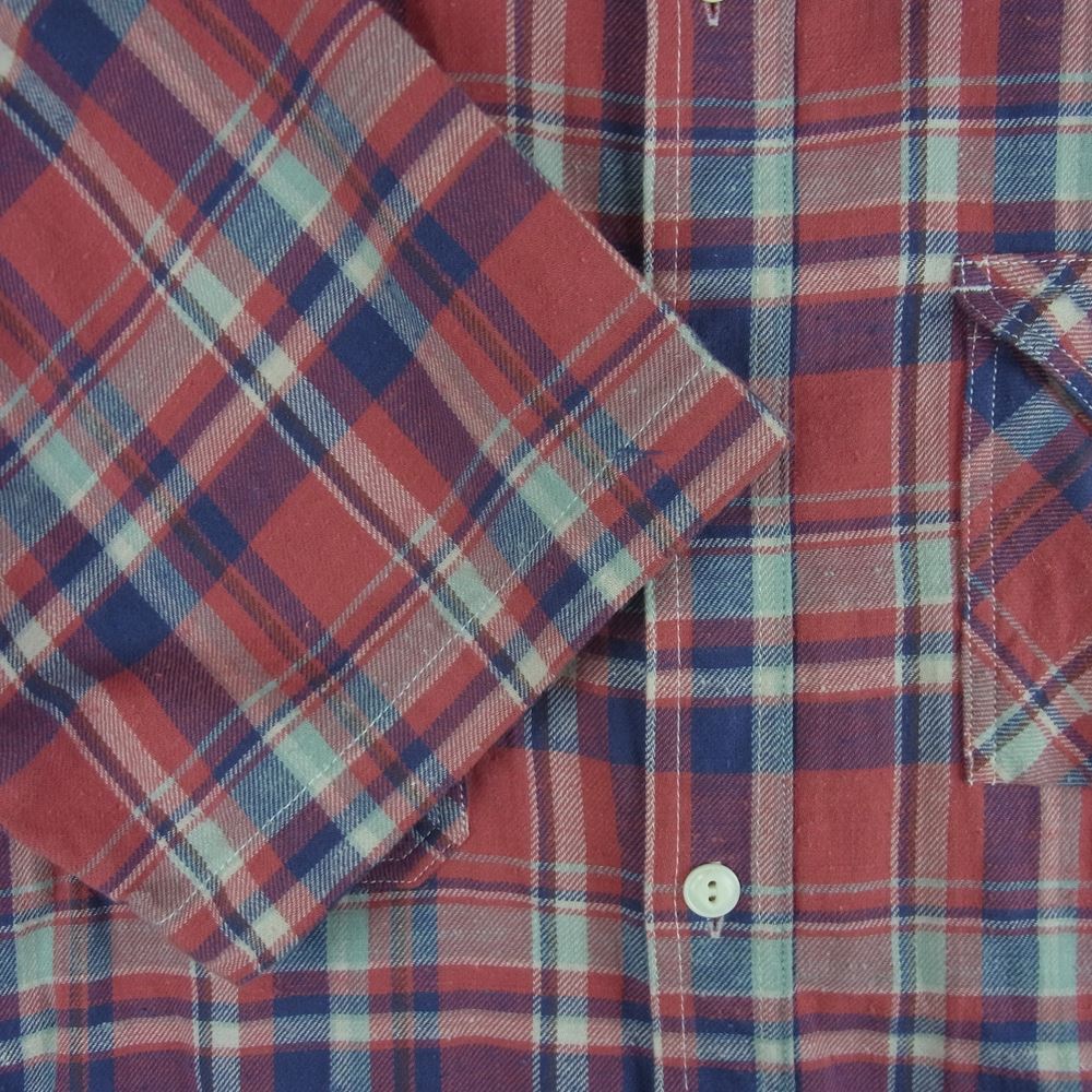 CUSHMAN クッシュマン 25203 CHECK WORK SHIRT 半袖 ワーク ネル シャツ レッド系 1【中古】