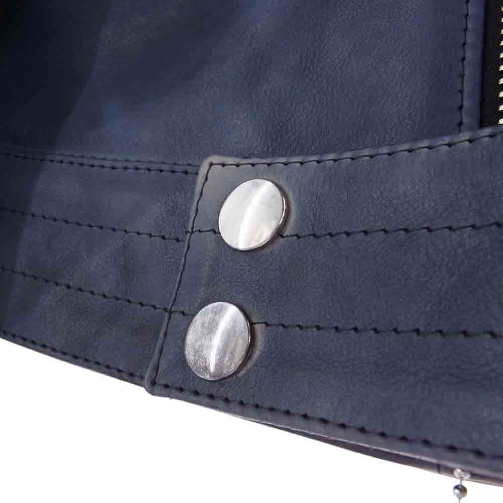 STRUM ストラム 22AW STL067-03 フルタンニン鞣し 製品燃焼染め カーフスキン Burning dyed SPEEDER ダブル ライダース ジャケット ライトネイビー系 M【新古品】【未使用】【中古】