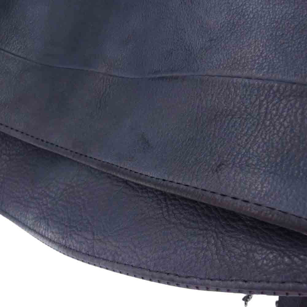 STRUM ストラム 22AW STL067-06 フルタンニン鞣し 製品燃焼染め ジャパンカーフスキン Burning dyed RAVEN ダブルライダースジャケット ライトネイビー系 M【新古品】【未使用】【中古】