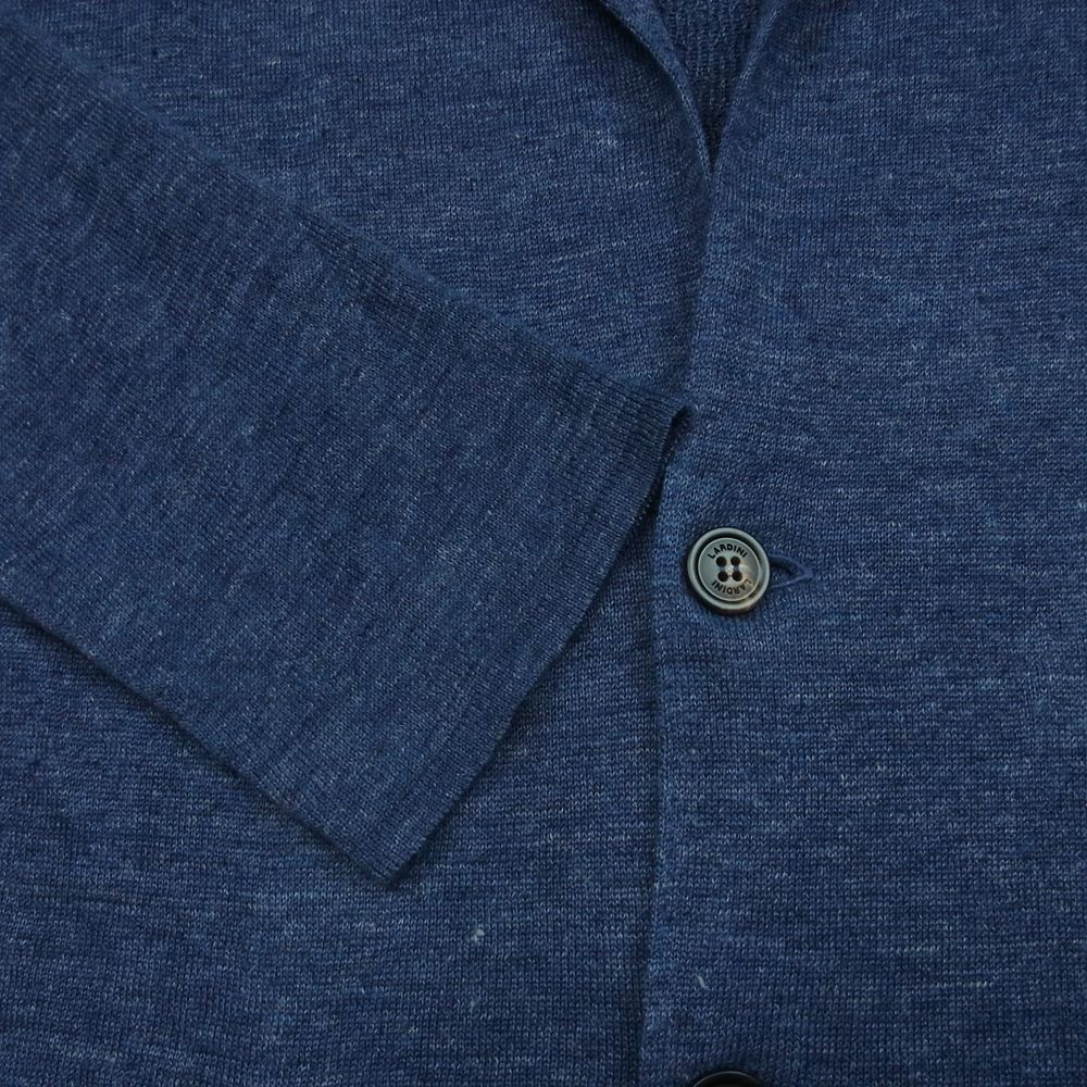 LARDINI ラルディーニ N-LJM70 ブートニエール付き リネン ニット ジャケット イタリア製 ブルー系 M【中古】