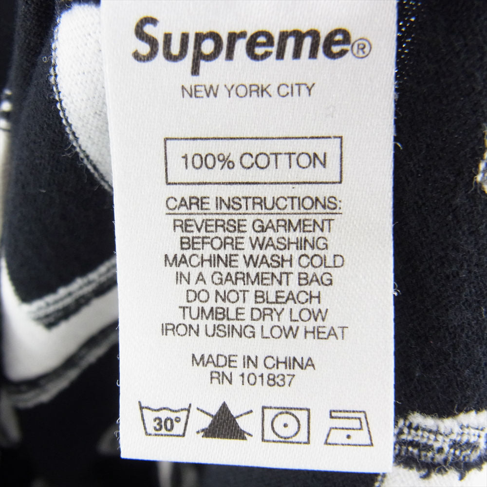 Supreme シュプリーム 21SS Intarsia S/S Top インターシャ ロゴ Tシャツ 半袖 ブラック系 ホワイト系 M【中古】
