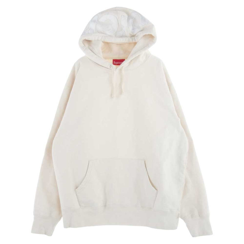 Supreme シュプリーム 21AW Contrast Hooded Sweatshirt フード ロゴ フーデット パーカー オフホワイト系  M【中古】