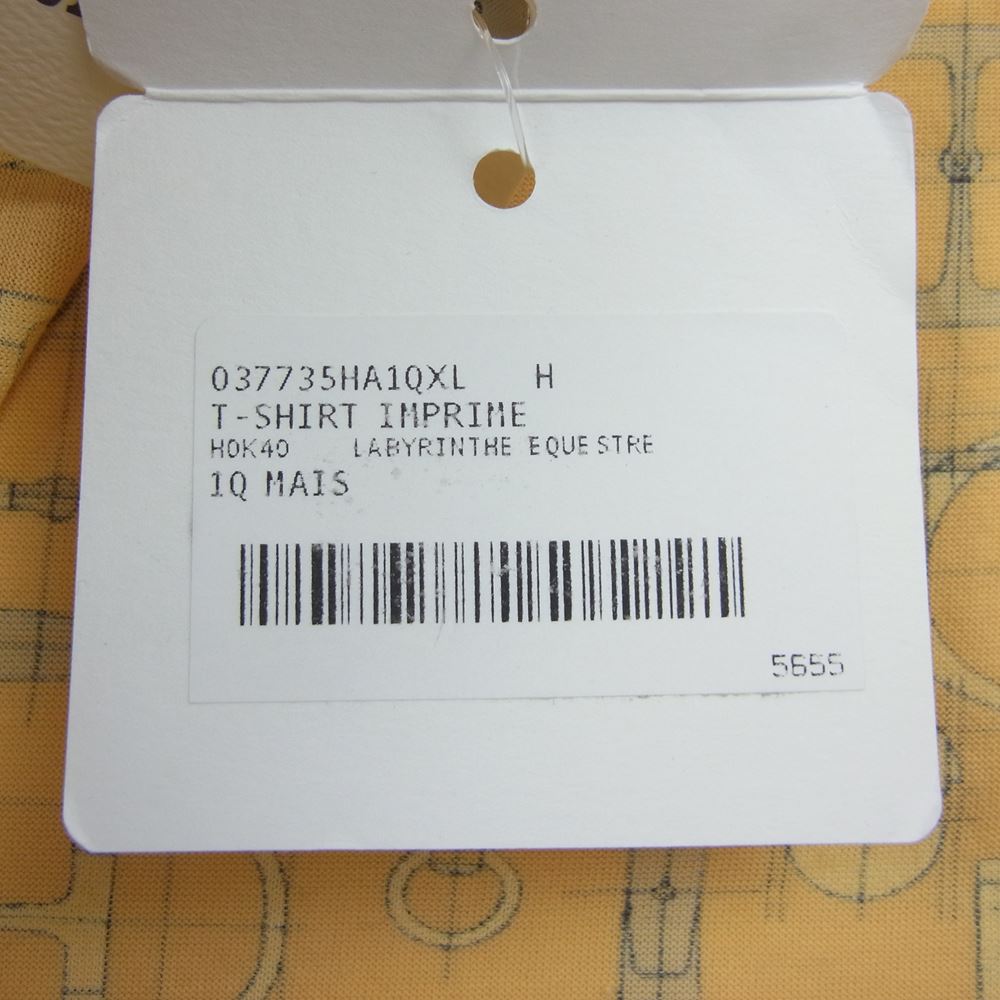 HERMES エルメス 20SS Labyrinthe Equestre 馬具柄 クルーネック Tシャツ カットソー イエロー イエロー系 XL【中古】