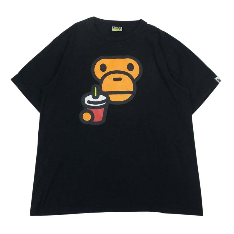 A BATHING APE アベイシングエイプ BABY MILO プリント 半袖 Tシャツ ブラック系 XL【中古】