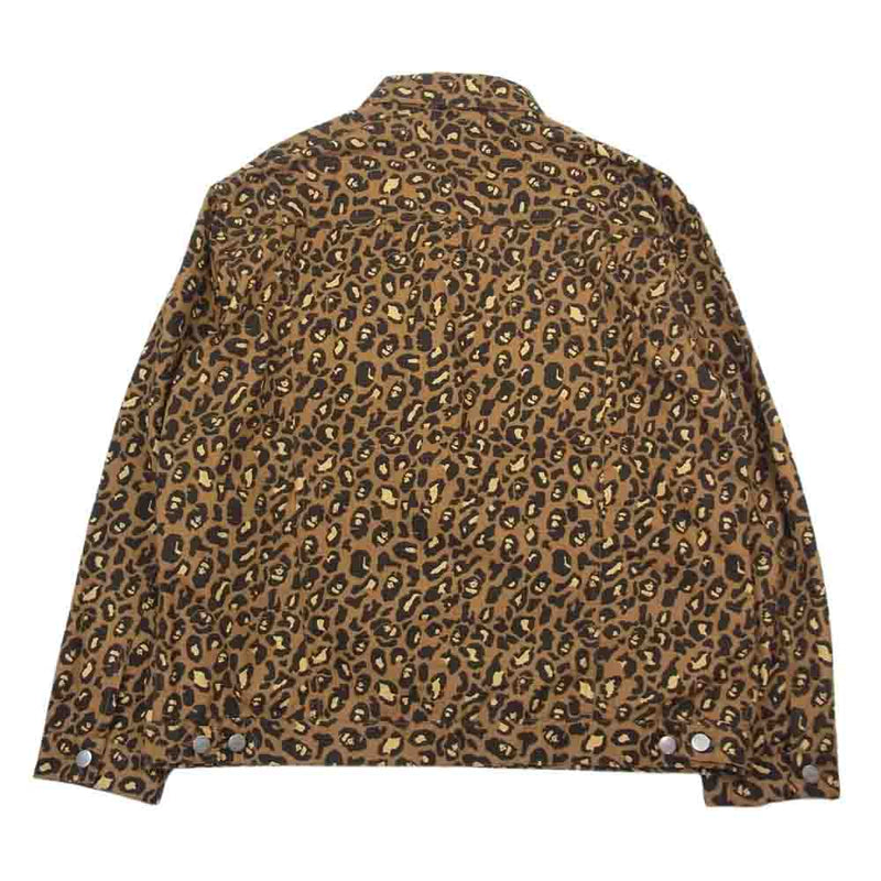 A BATHING APE アベイシングエイプ LEOPARD TRUCKER JACKET レオパード トラッカー ジャケット ブラウン系  2XL【美品】【中古】