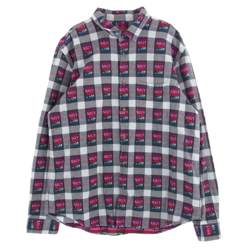 Supreme シュプリーム 19SS Rose Buffalo Plaid Shirt ローズプリント バッファロー チェックシャツ マルチカラー系  L【中古】