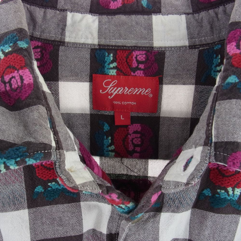 Supreme シュプリーム 19SS Rose Buffalo Plaid Shirt ローズプリント