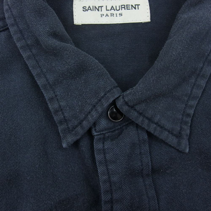 【高級品！✨】サンローランパリ ウエスタンシャツ 長袖シャツ ブランドロゴ 刺繍