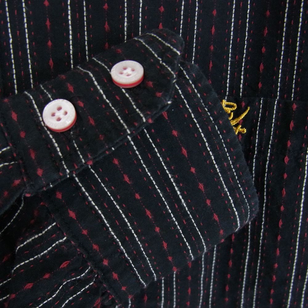 THE FLAT HEAD ザフラットヘッド ストライプ BD シャツ ブラック系 38【中古】