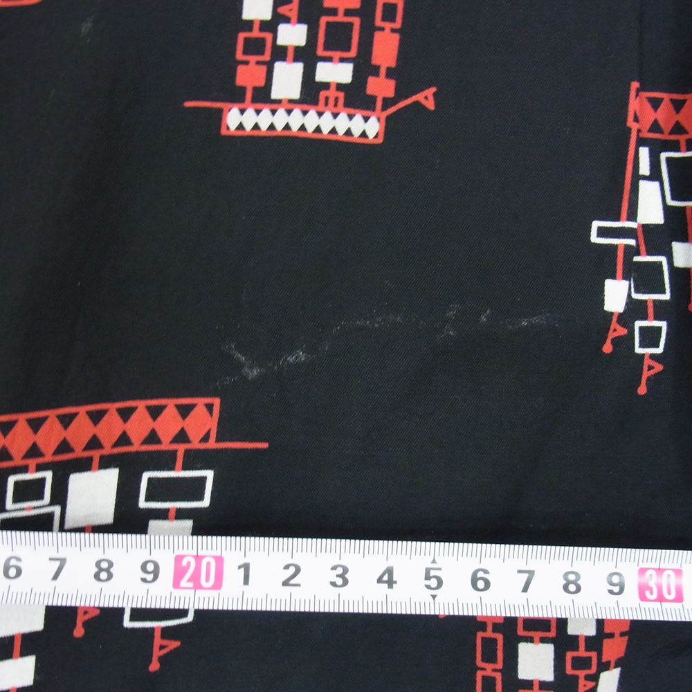 THE FLAT HEAD ザフラットヘッド Black Mint レーヨン プリント 半袖 オープンカラー シャツ ブラック系 40【中古】