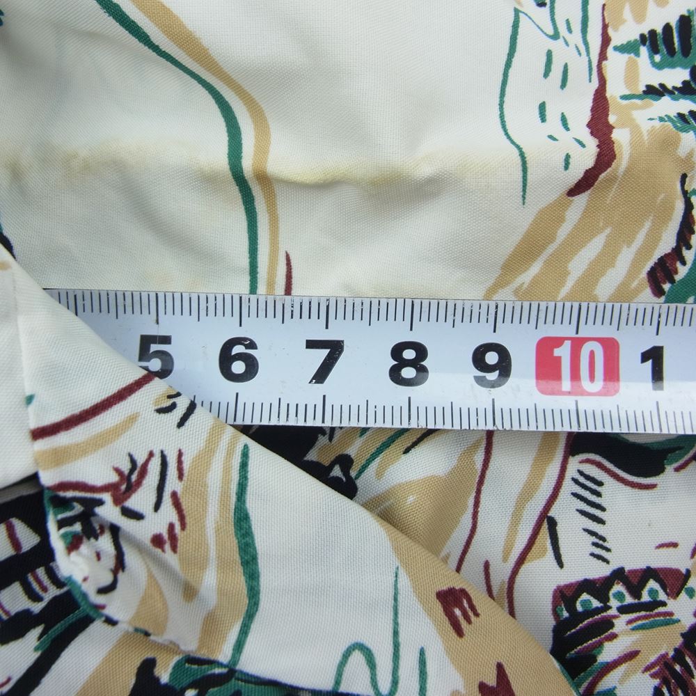 THE FLAT HEAD ザフラットヘッド アロハ ハワイアン レーヨン プリント 半袖 シャツ 白系 ホワイト系 S【中古】