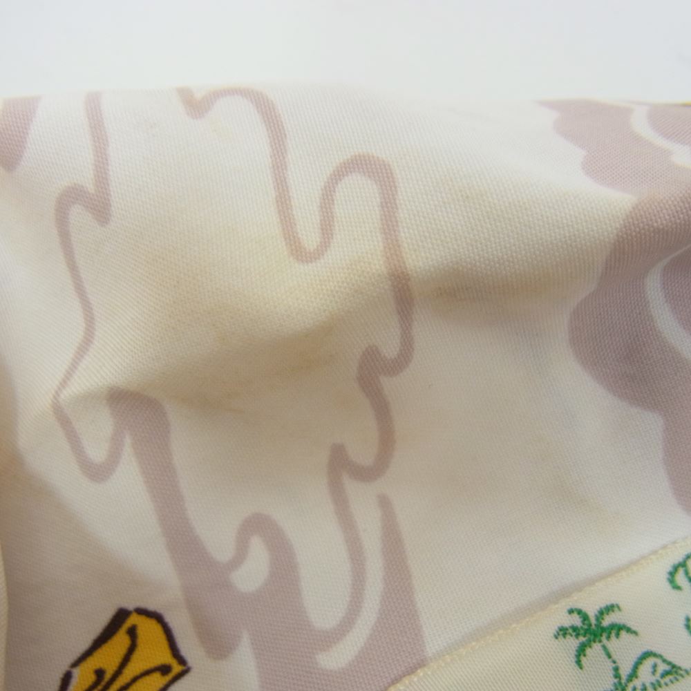 THE FLAT HEAD ザフラットヘッド アロハ ハワイアン レーヨン プリント 半袖 シャツ ホワイト系 S【中古】