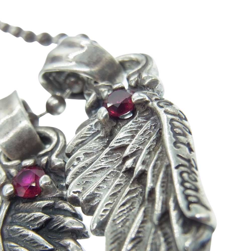 BILL WALL LEATHER ビルウォールレザー × FLAT HEAD フラットヘッド 石付き ウィング フェザー ボールチェーン ネックレス シルバー系【中古】