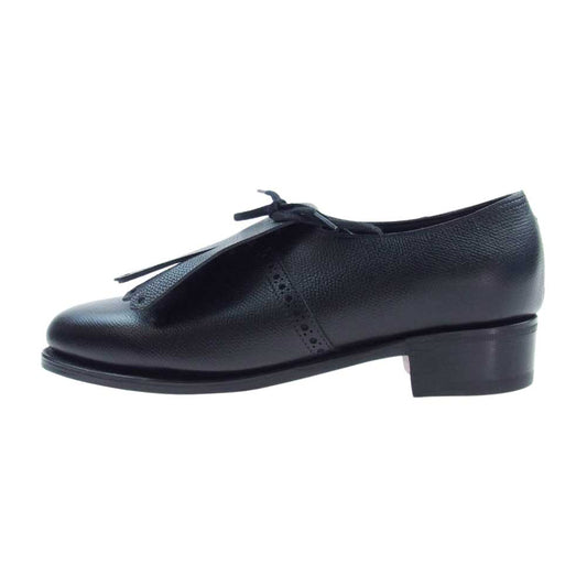 John Lobb ジョンロブ ELLIS エリス アーモンドトゥ キルト付 レザー ドレスシューズ ブラック系 4E【美品】【中古】